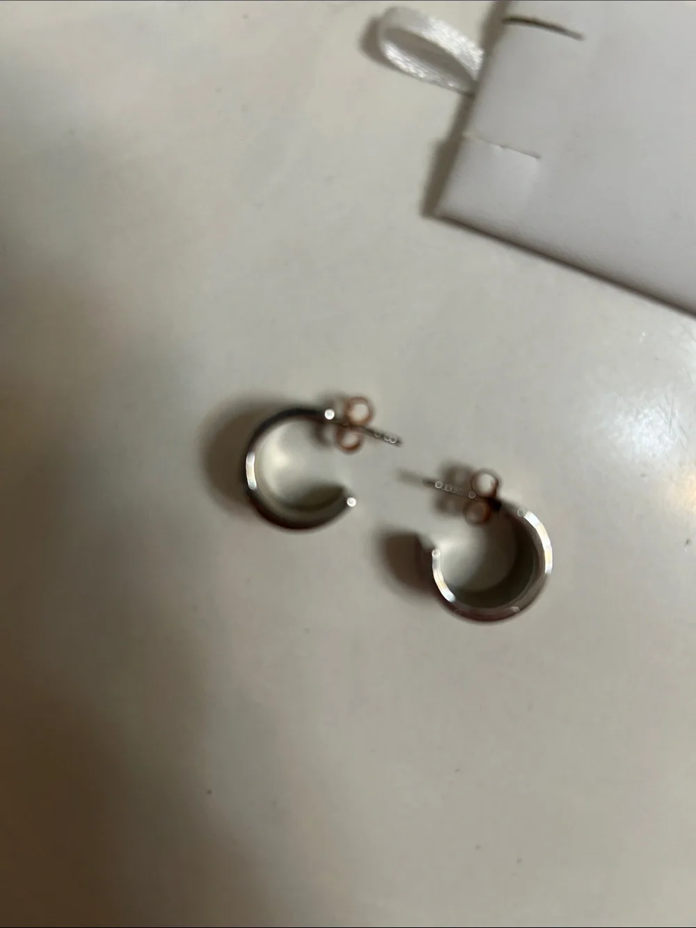 Coach Silver-Tone Hoop Earrings with Pink Signature Pattern